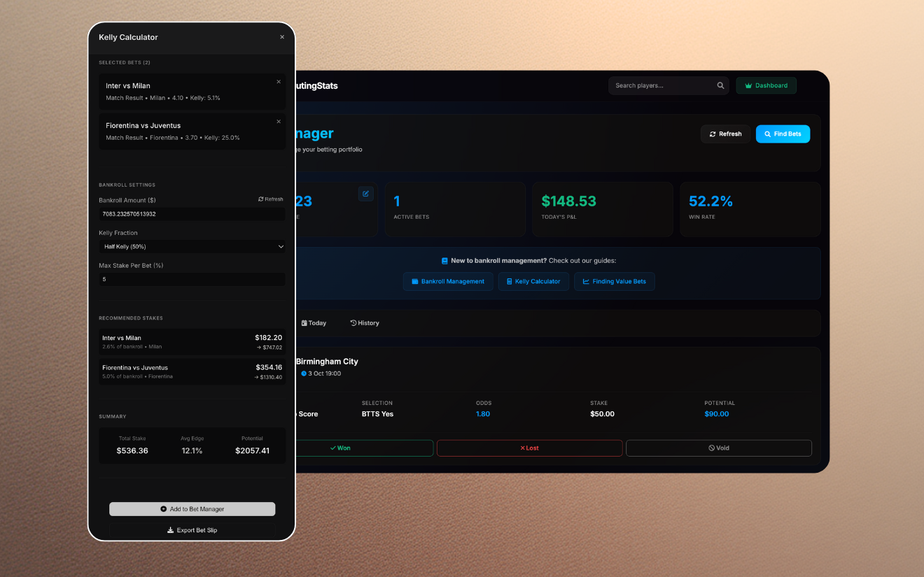 Bet Manager dashboard